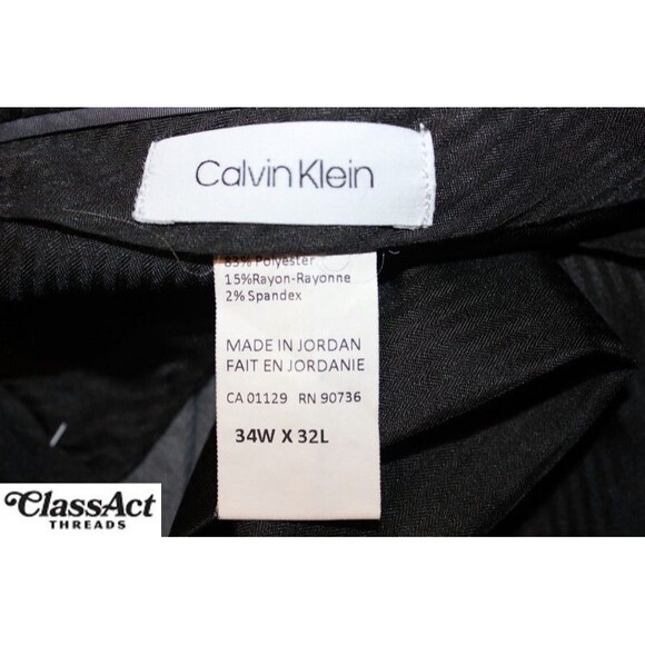 Calvin Klein Dress Pants Gray Polyester Blend Stretch Flat Fronts Tag Sz 34 X 32 - Picture 2 of 4